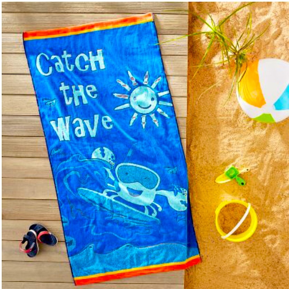 CATCH THE WAVE beach towel 30” x 60”